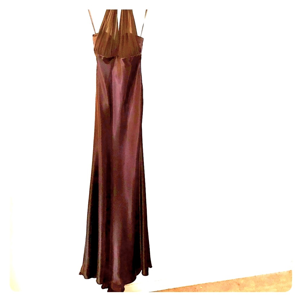 Satin Halter Floor Length Dress
